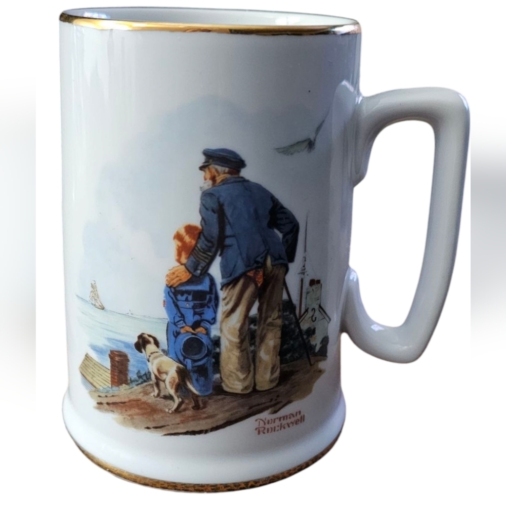 Vintage-Long John Silvers 'Looking Out To Sea' Norman Rockwell Tankard Mug 1985‌